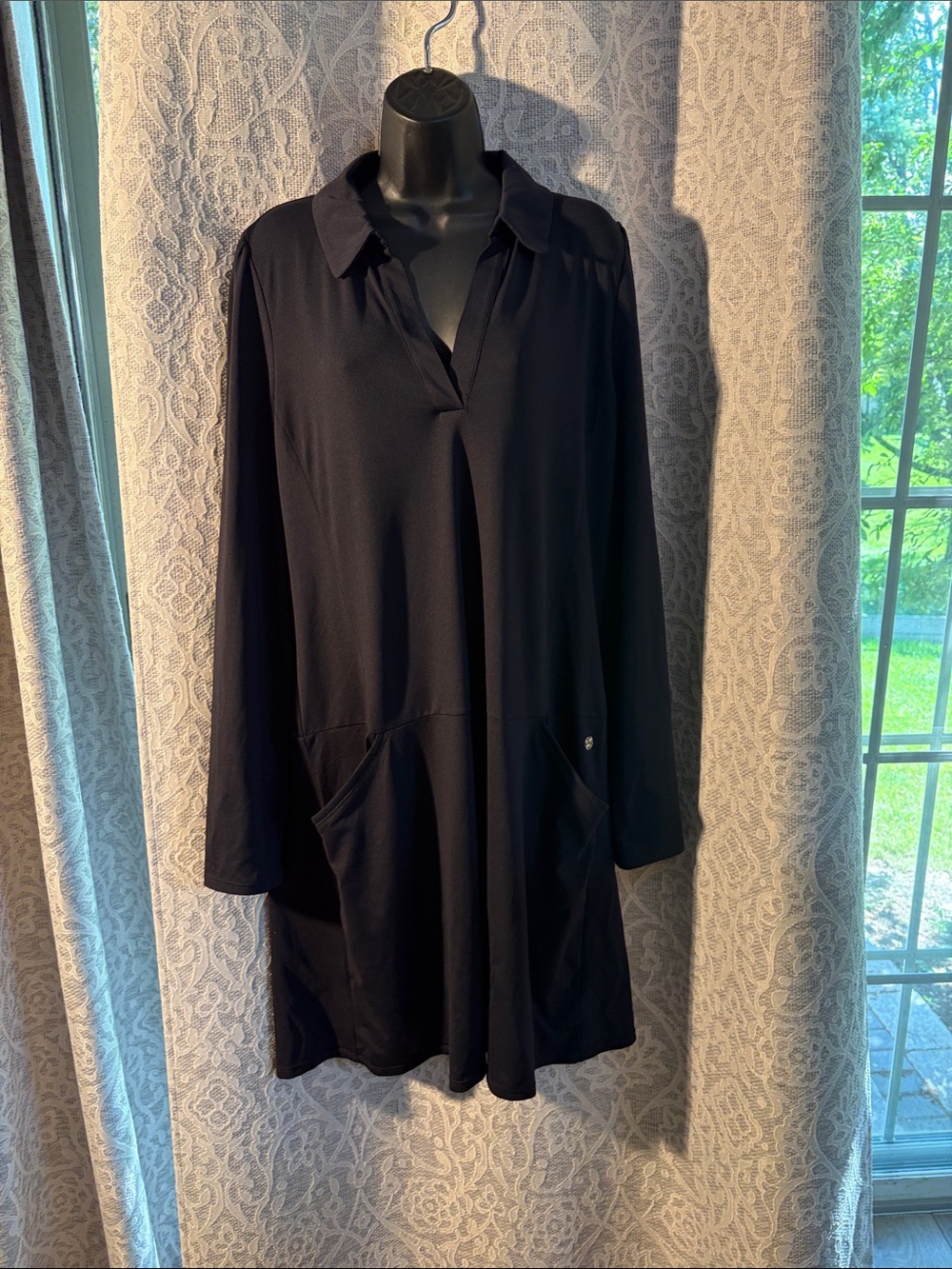 Lilly Pulitzer Luxletic Meryl XXL Black Long Sleeve Collared Tunic - NWT